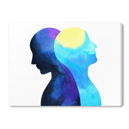 Obraz na płótnie Ludzie - akwarela w odcieniach koloru niebieskiego