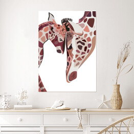 Plakat Mała i duża żyrafa na białym tle