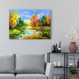 Obraz na płótnie Jesienny krajobraz z leśną rzeką
