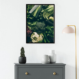 Plakat w ramie Wyjątkowa kuchenna kompozycja z zielonymi warzywami