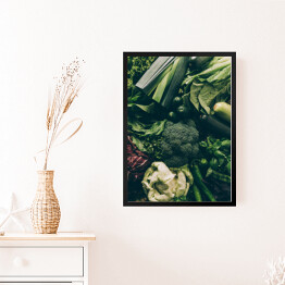 Obraz w ramie Wyjątkowa kuchenna kompozycja z zielonymi warzywami