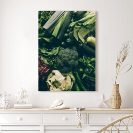 Obraz na płótnie Wyjątkowa kuchenna kompozycja z zielonymi warzywami
