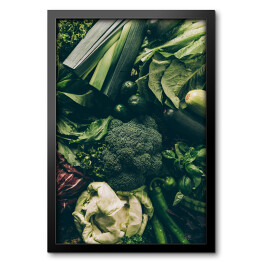 Obraz w ramie Wyjątkowa kuchenna kompozycja z zielonymi warzywami