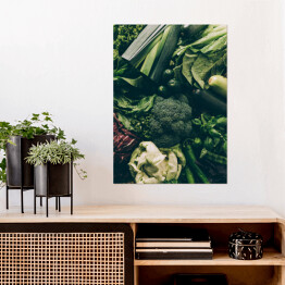 Plakat Wyjątkowa kuchenna kompozycja z zielonymi warzywami