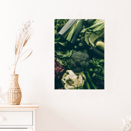 Plakat samoprzylepny Wyjątkowa kuchenna kompozycja z zielonymi warzywami