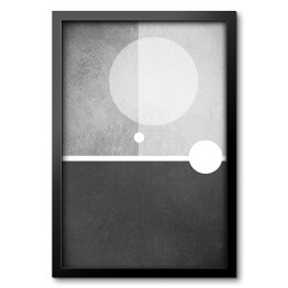 Obraz w ramie abstract modern black and white background with minimalism design of circle shapes blocks and straight line angles in layers with old vintage texture and grunge