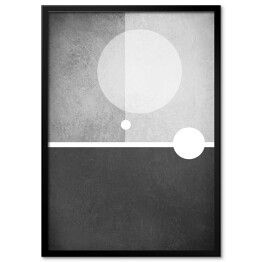 Plakat w ramie abstract modern black and white background with minimalism design of circle shapes blocks and straight line angles in layers with old vintage texture and grunge