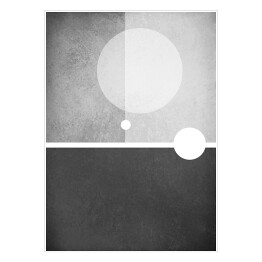 Plakat samoprzylepny abstract modern black and white background with minimalism design of circle shapes blocks and straight line angles in layers with old vintage texture and grunge