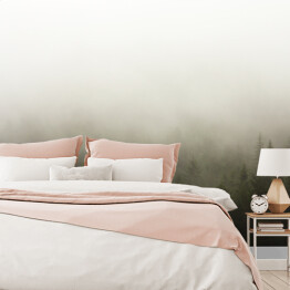 Fototapeta winylowa zmywalna Las we mgle w deszczową pogodę