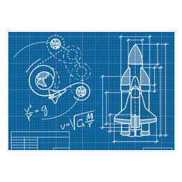 Plakat Plan statku kosmicznego i toru jego lotu