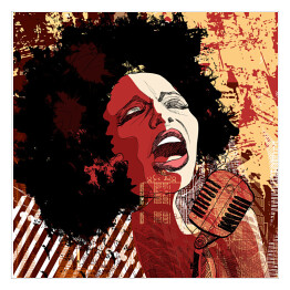 Plakat samoprzylepny Piosenkarz jazzowy na tle w stylu grunge