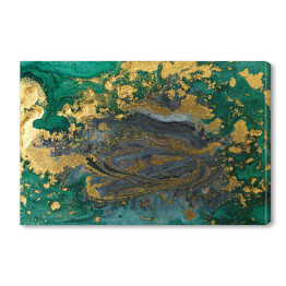 Obraz na płótnie Złoty brokat na płynie w kolorze zielono niebieskim