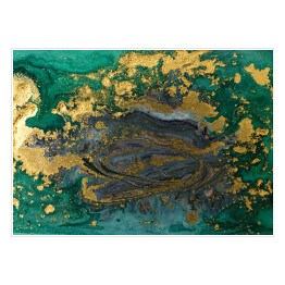 Plakat samoprzylepny Złoty brokat na płynie w kolorze zielono niebieskim