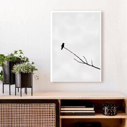 Obraz na płótnie Minimalistyczna dekoracja z ptakiem na gałęzi