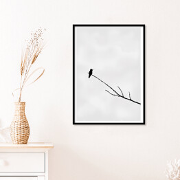 Plakat w ramie Minimalistyczna dekoracja z ptakiem na gałęzi