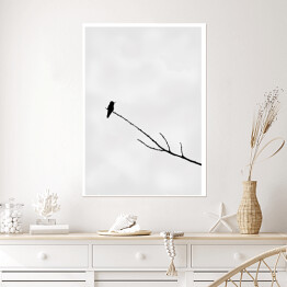 Plakat Minimalistyczna dekoracja z ptakiem na gałęzi