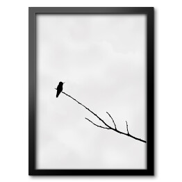 Obraz w ramie Minimalistyczna dekoracja z ptakiem na gałęzi