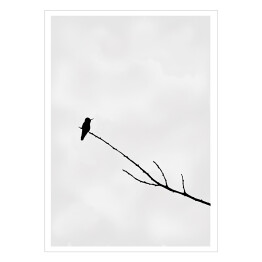Plakat samoprzylepny Minimalistyczna dekoracja z ptakiem na gałęzi