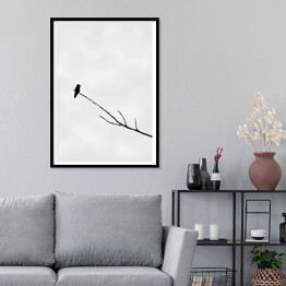 Plakat w ramie Minimalistyczna dekoracja z ptakiem na gałęzi