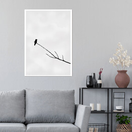 Plakat Minimalistyczna dekoracja z ptakiem na gałęzi