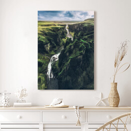 Obraz na płótnie Horyzont i zielone wzgórza, Islandia