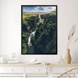 Obraz w ramie Horyzont i zielone wzgórza, Islandia