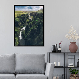 Plakat w ramie Horyzont i zielone wzgórza, Islandia