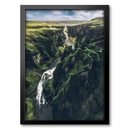 Obraz w ramie Horyzont i zielone wzgórza, Islandia