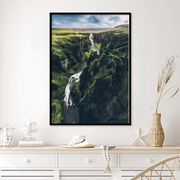 Plakat w ramie Horyzont i zielone wzgórza, Islandia