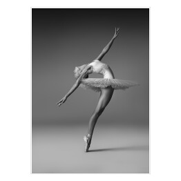 Plakat samoprzylepny Balerina w tutu i pointe shoes robi piękną pozę