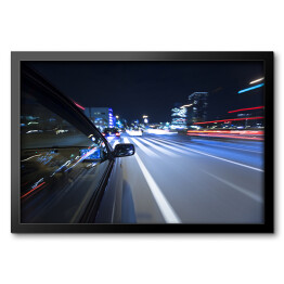 Obraz w ramie Nocna podróż samochodem - efekt long exposure