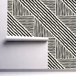 Tapeta w rolce Bezszwowe geometryczne linie doodle wzór w czerni i bieli. Adstract ręcznie rysowane retro tekstury.