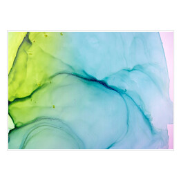Plakat samoprzylepny Atrament w odcieniach zieleni i błękitu rozpuszczający się w płynie