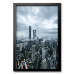 Obraz w ramie Mgła otaczająca nowoczesne miasto