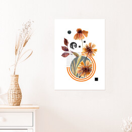 Plakat samoprzylepny Polne kwiaty i geometryczne wzory - kompozycja