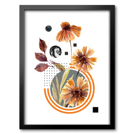 Obraz w ramie Polne kwiaty i geometryczne wzory - kompozycja