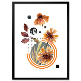 Plakat w ramie Polne kwiaty i geometryczne wzory - kompozycja