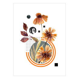 Plakat samoprzylepny Polne kwiaty i geometryczne wzory - kompozycja