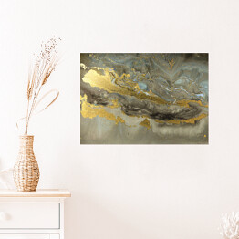 Plakat samoprzylepny Chropowata brązowo złota ściana