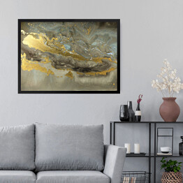 Obraz w ramie Chropowata brązowo złota ściana
