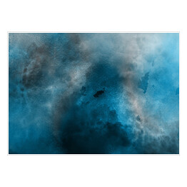 Plakat samoprzylepny Niebieska akwarela ombre w ciemnych odcieniach