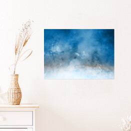 Plakat samoprzylepny Zimowy pejzaż z horyzontem - akwarelowa abstrakcja