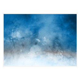 Plakat samoprzylepny Zimowy pejzaż z horyzontem - akwarelowa abstrakcja