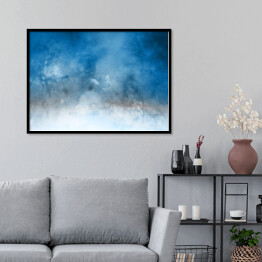 Plakat w ramie Zimowy pejzaż z horyzontem - akwarelowa abstrakcja