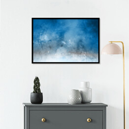 Plakat w ramie Zimowy pejzaż z horyzontem - akwarelowa abstrakcja