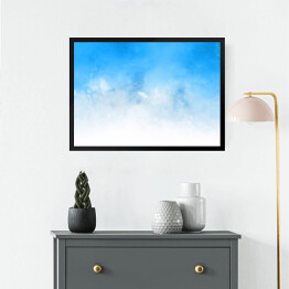Obraz w ramie Błękitna akwarela z białymi elementami