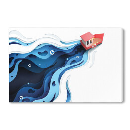 Obraz na płótnie Czerwona łódka na rzece