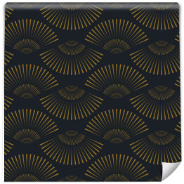 Tapeta samoprzylepna w rolce Fani w stylu azjatyckim spójny wzór w kolorze złotym i czarnym