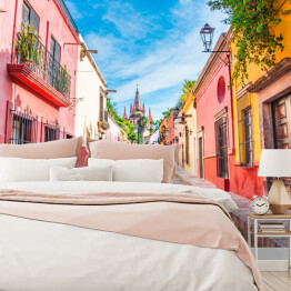 Fototapeta winylowa zmywalna Piękne ulice i kolorowe fasady San Miguel de Allende w Guanajuato, Meksyk