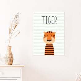 Plakat samoprzylepny Tygrysek na jasnym tle